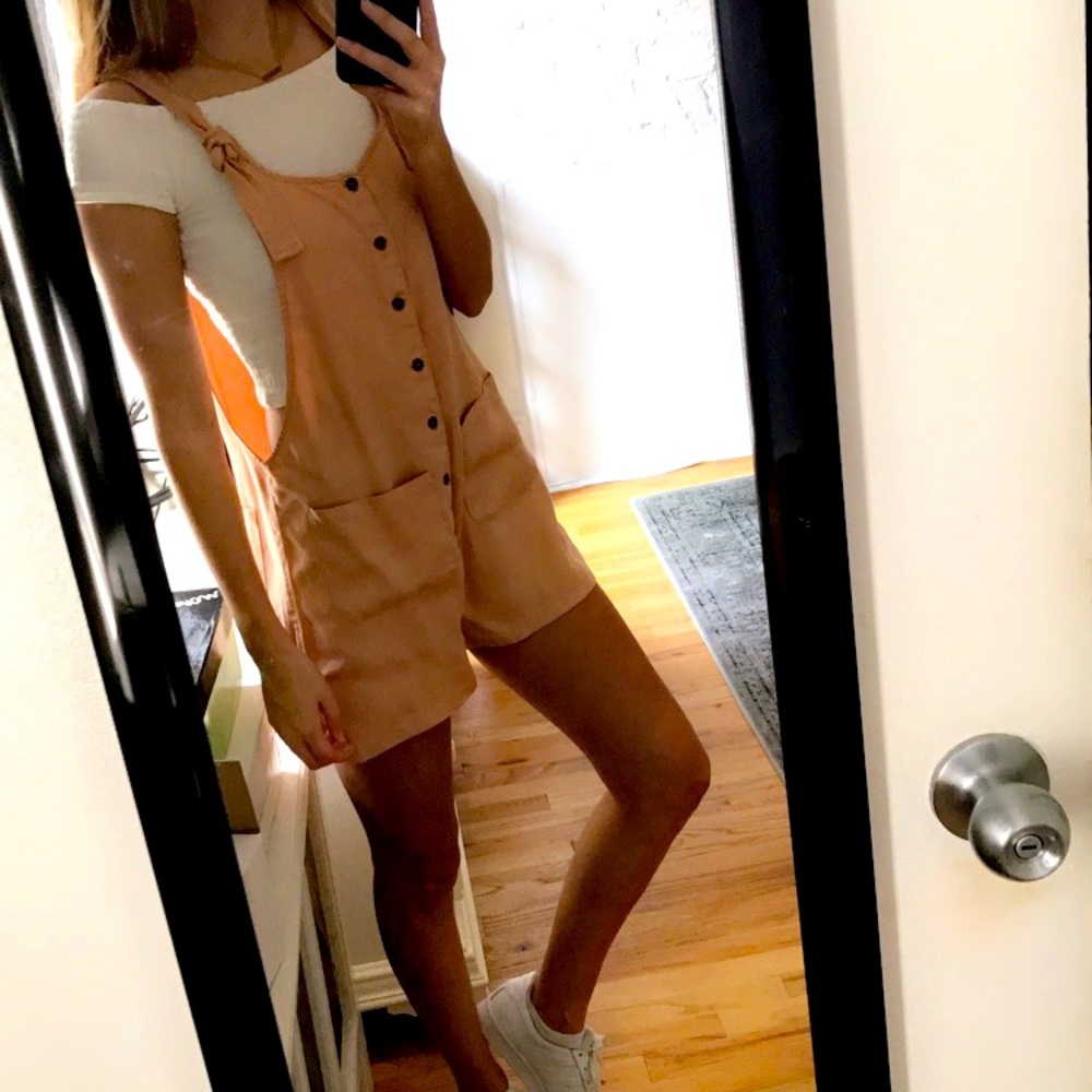 Light pink BDG overalls from urban outfitters
